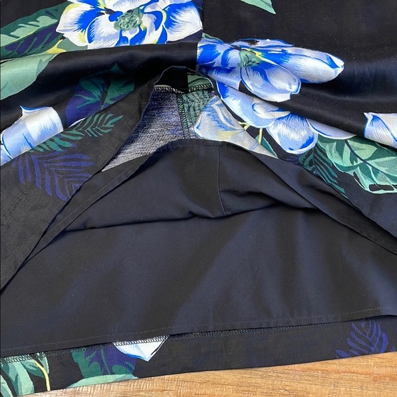 Banana Republic Tropical Floral Sheath Dress Size 14 Black Blue & Green Linen - Picture 8 of 11